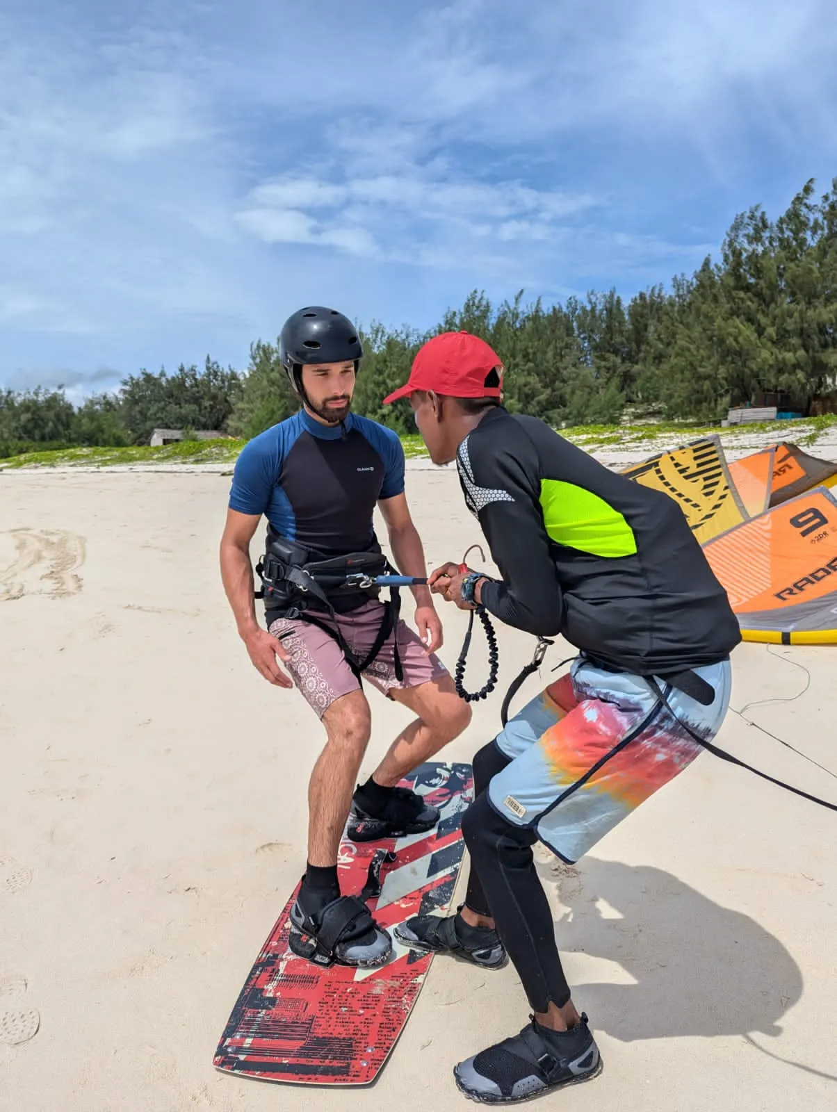 Beginner kitesurfing lesson at Sakalava Bay, Madagascar